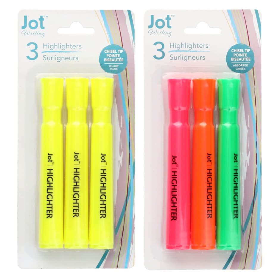 Jot Chisel-Point Highlighters, Yellow (3 ct)