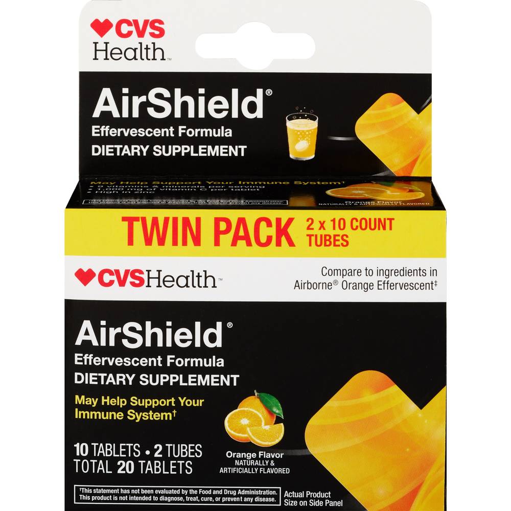 Cvs Health, Airshield Effervescent Immune Support Tablets, Orange, 20 Ct