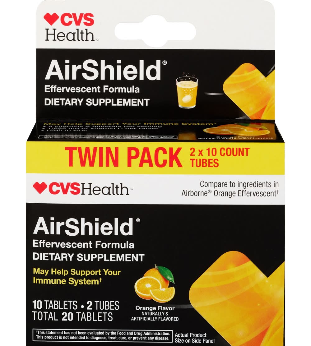 Cvs, Airshield Effervescent Immune Support Tablets, Orange, 20 Ct