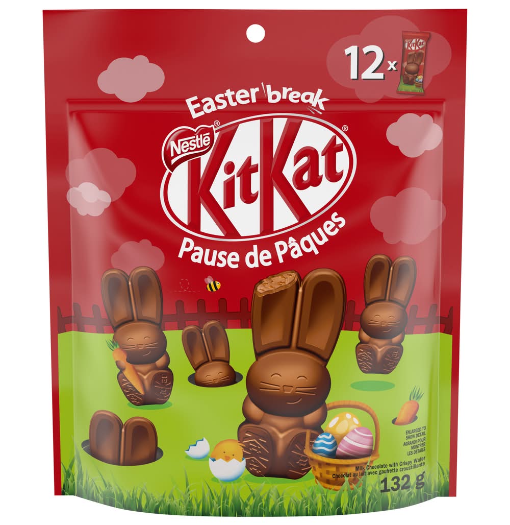 Kit kat lapins en chocolat et gaufrettes pause de pques nestl kitkat (1320 g) - easter chocolate & wafer bunnies (12 units)