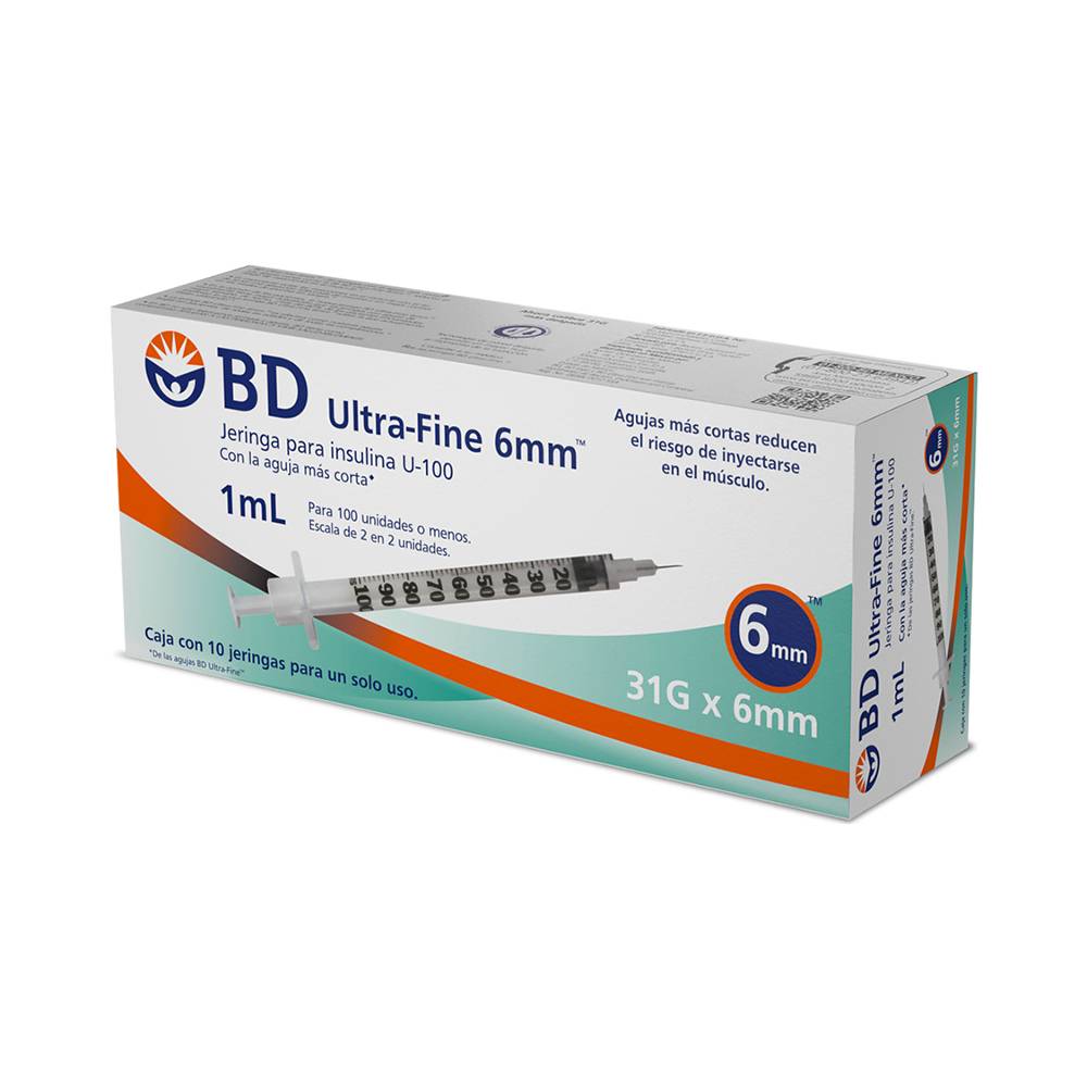 Ultra-fine jeringa para insulina u-100 (10 piezas)