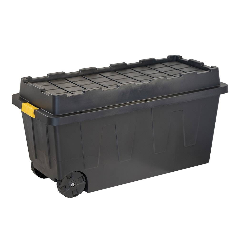 Project Source Commander X-large 64-Gallons (256-Quart) Black Heavy Duty Rolling Tote with Latching Lid | 1021710