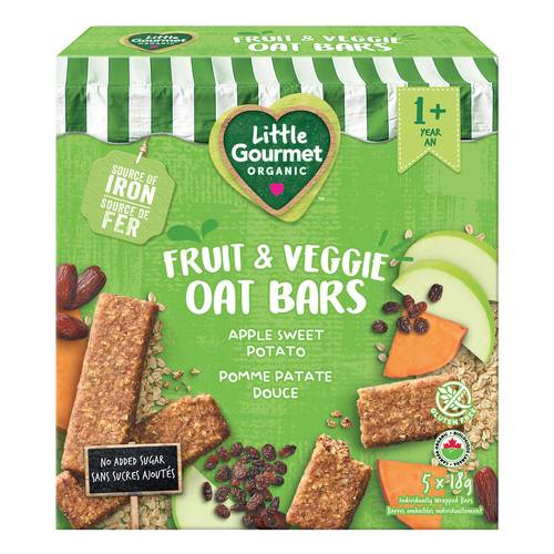 Baby Gourmet Foods Inc Little Gourmet Organic Fruit & Veggie Oat Bars Apple Sweet Potato