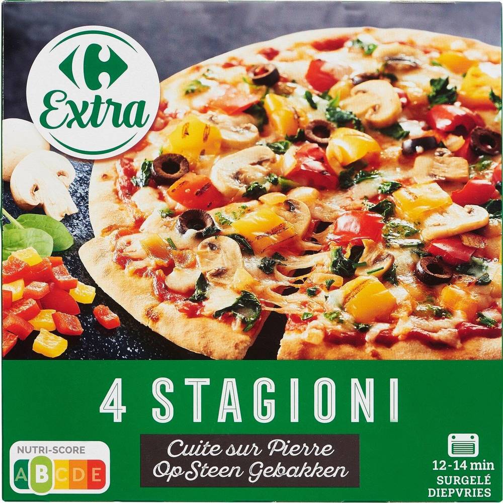 Carrefour Extra - Pizza cuite sur pierre, 4 stagioni (400g)