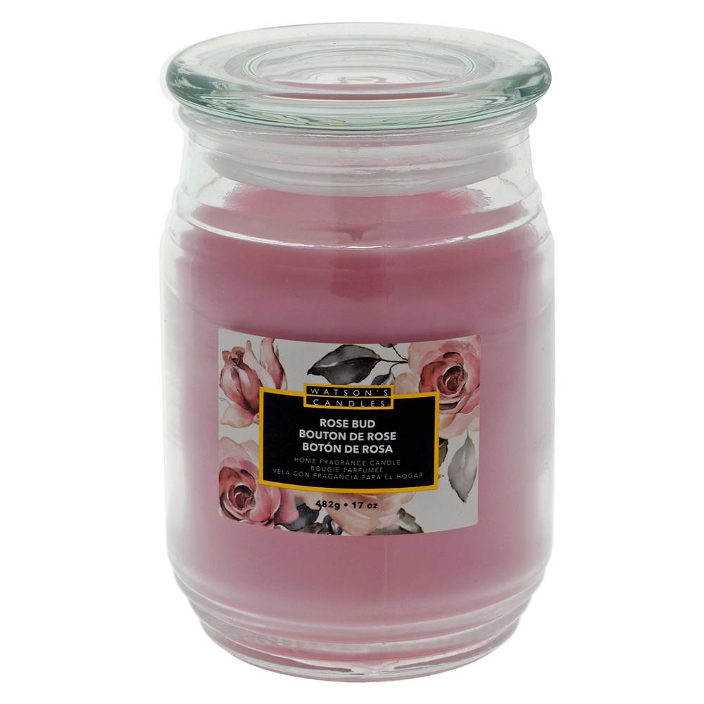 Watson's Scented Candle in Round Glass Jar (rose bud)