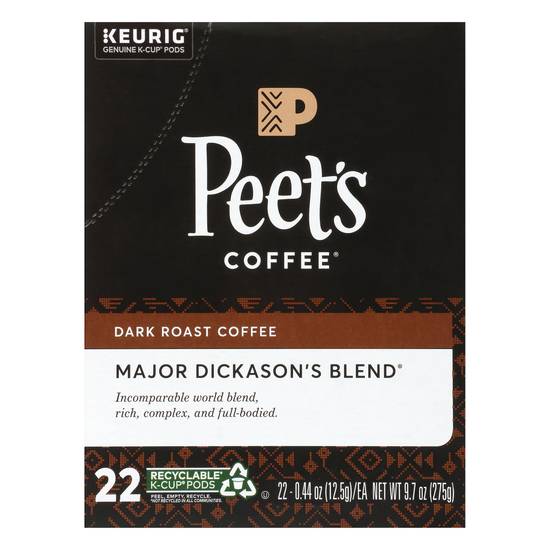 Peet's Coffee Major Dickason's Blend Dark Roast Coffee K-Cup Pods (22 ct, 0.44 oz)