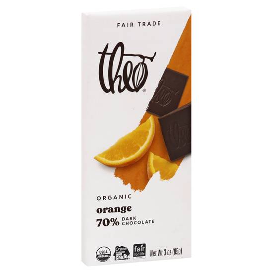 Theo Organic Orange 70% Dark Chocolate Bar