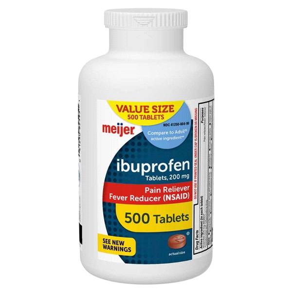 Meijer Ibuprofen Tablets Usp, 200 Mg, Pain Reliever/Fever Reducer (500 ct)