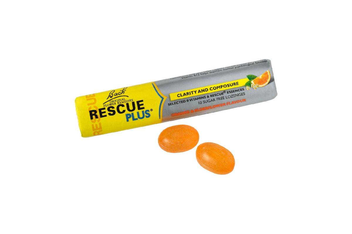 Bach Rescue Remedy PLUS - 10 Natural Orange & Elderflower Sugar-Free Lozenges