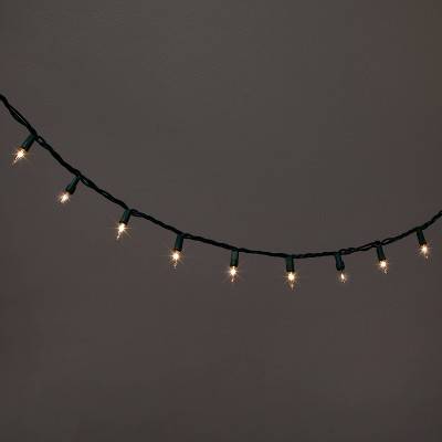 100ct Incandescent Smooth Mini Christmas String Lights Clear Twinkle with Green Wire - Wondershop™