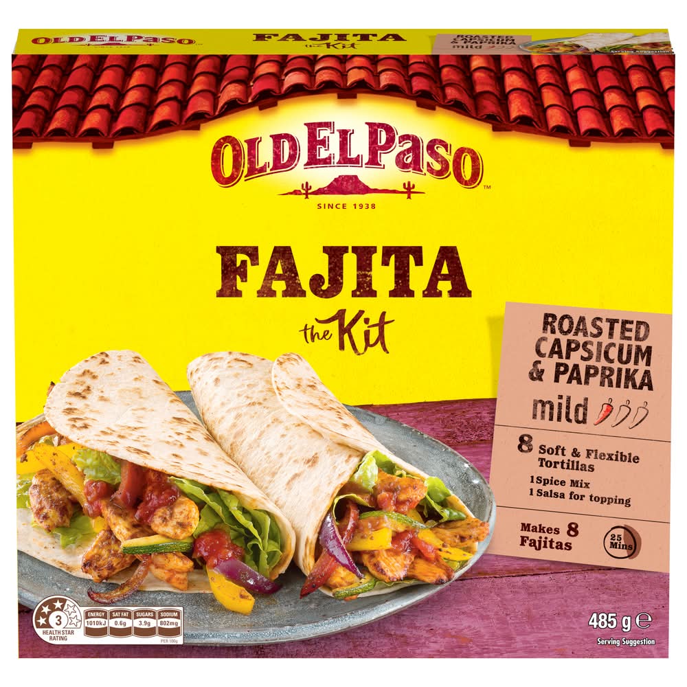 Old El Paso Fajita Kit Mild (485g, 8 pack)
