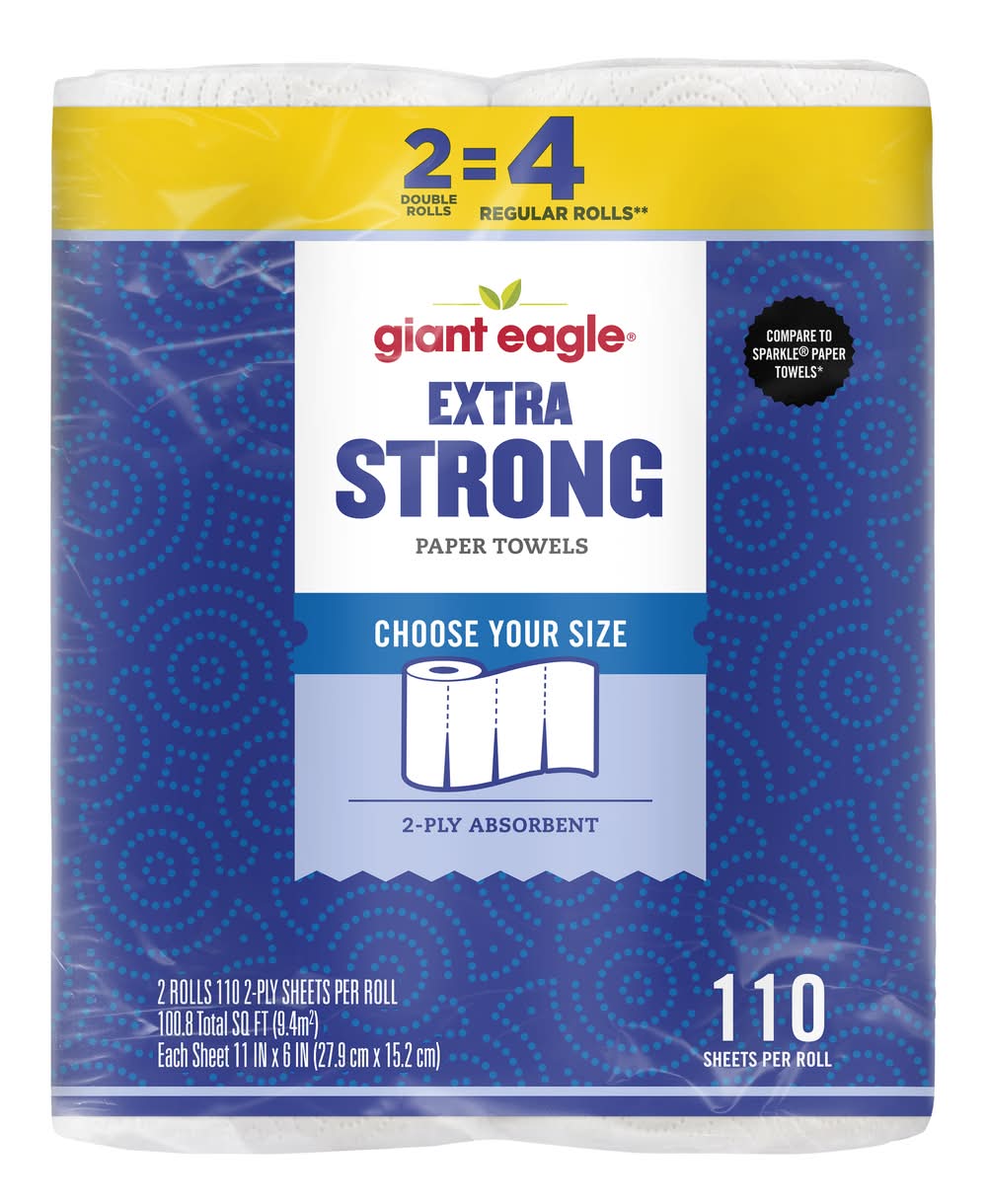 Giant Eagle Extra Strong Towel Roll, 11x6 in, White (2 ct)