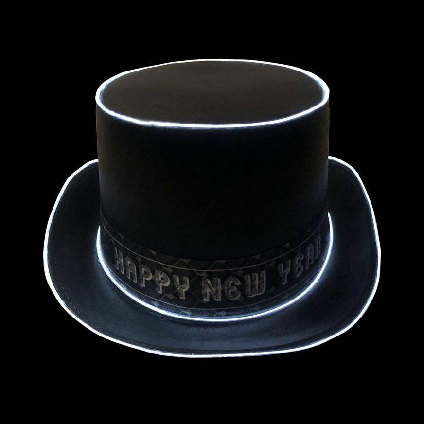 Light-Up Black Happy New Year Top Hat