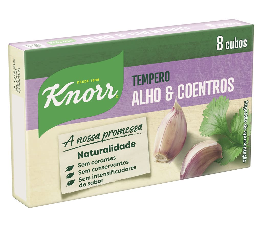 Knorr - Tempero alho & coentros 8 cubos, embalagem de 70g