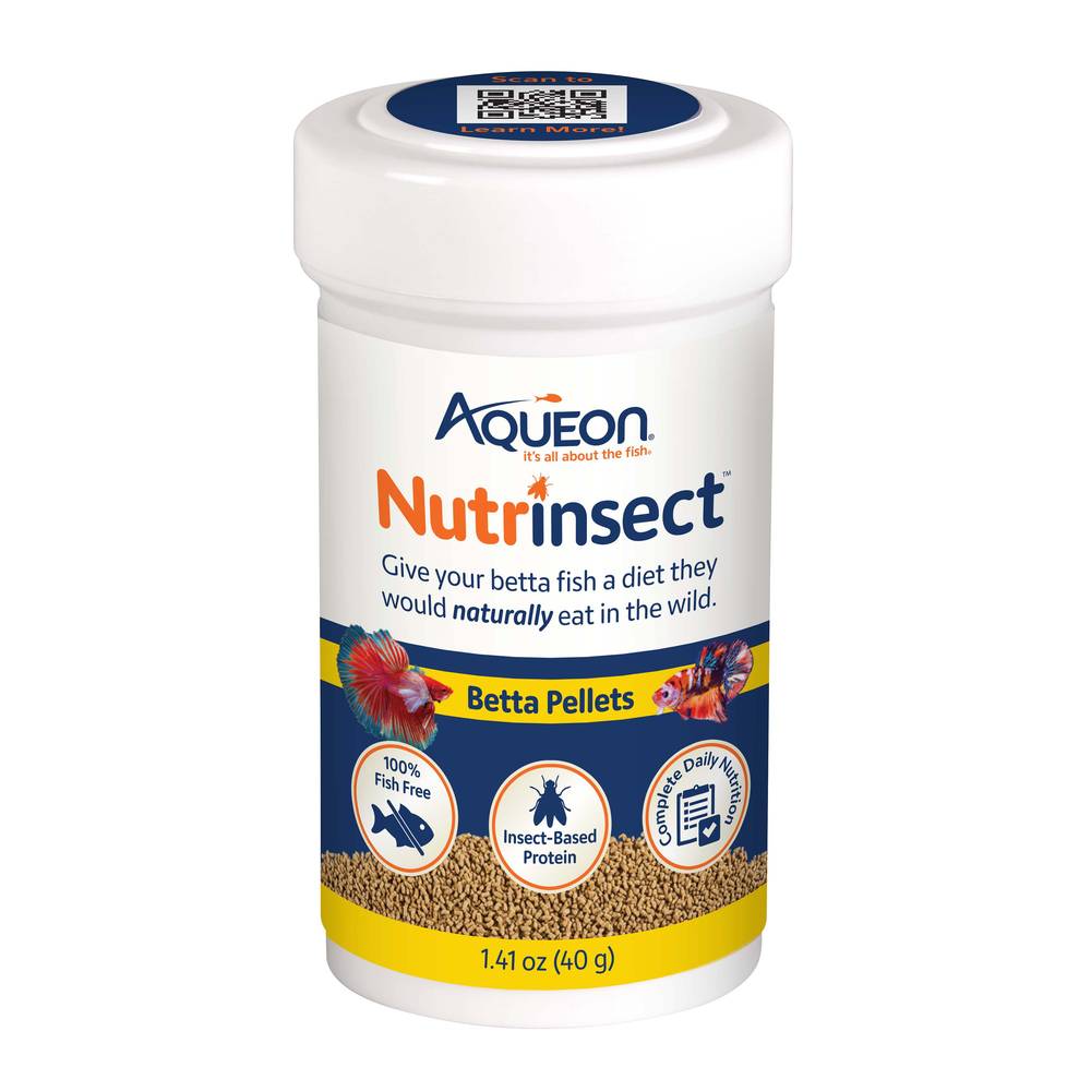 Aqueon Nutrinsect Fish-Free Fish Food Betta Pellets (1.41 oz)