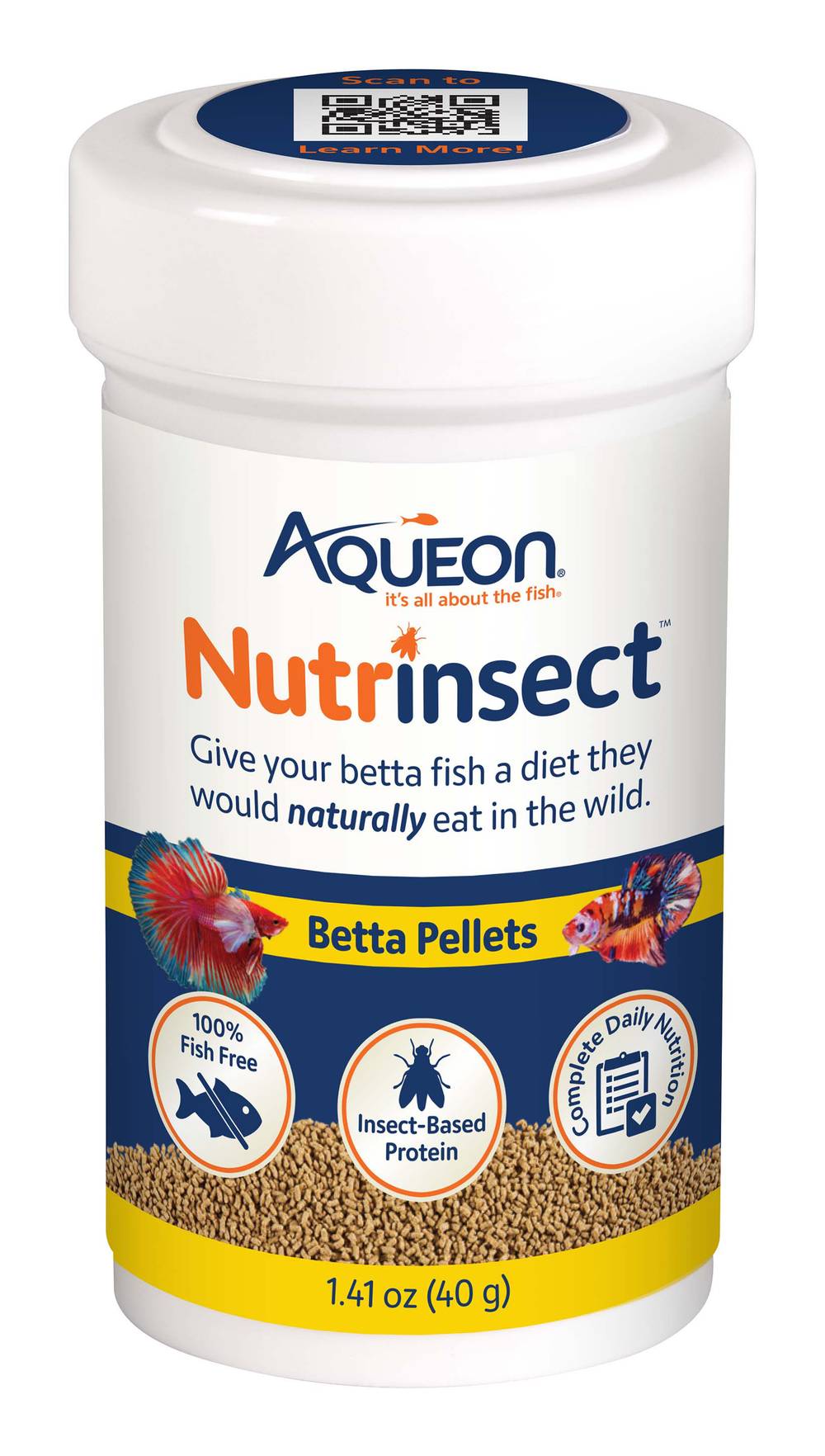 Aqueon Nutrinsect Fish-Free Fish Food Betta Pellets (1.41 oz)