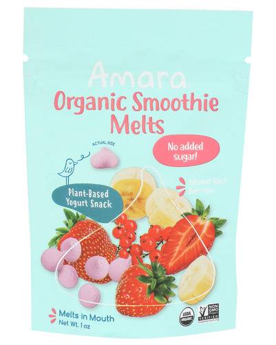 Amara Organic Plant Based Smoothie Melts, Mixed Red Berries (1 oz)