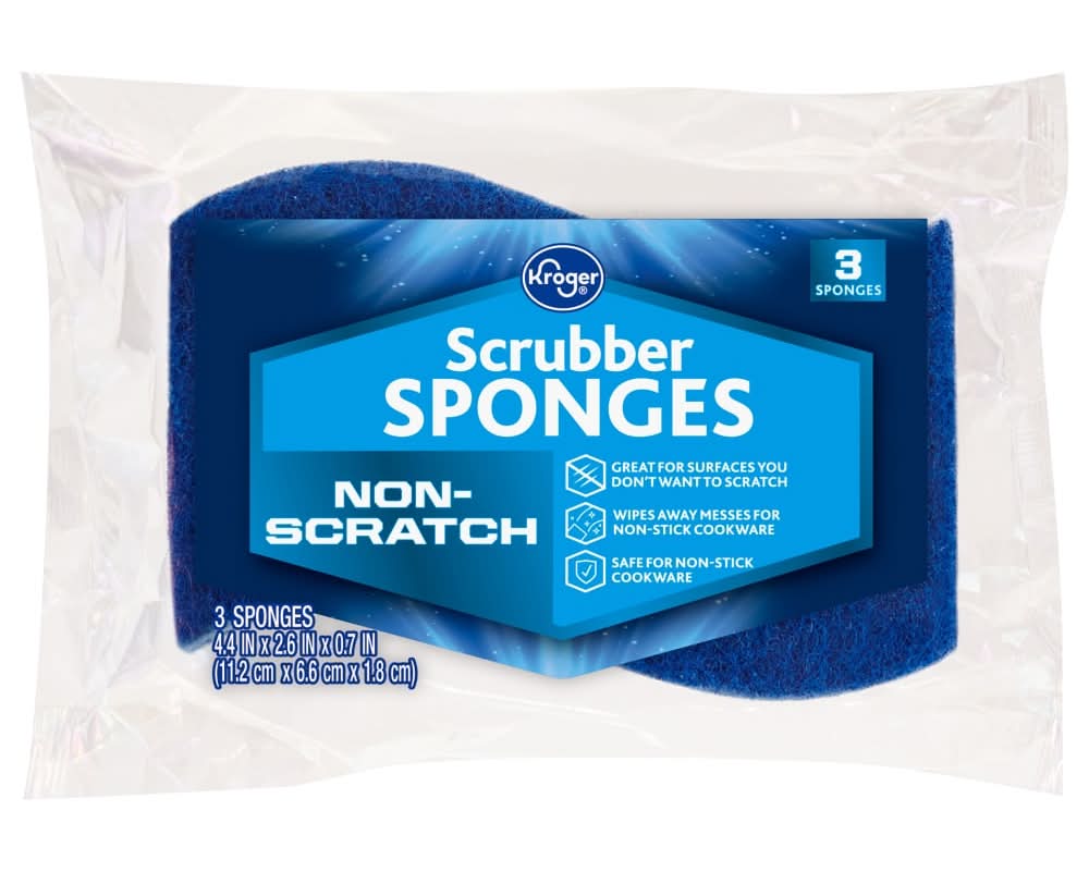 Kroger Non-Scratch Scrubber Sponges, 4.4x2.6x0.7 in (3 ct)