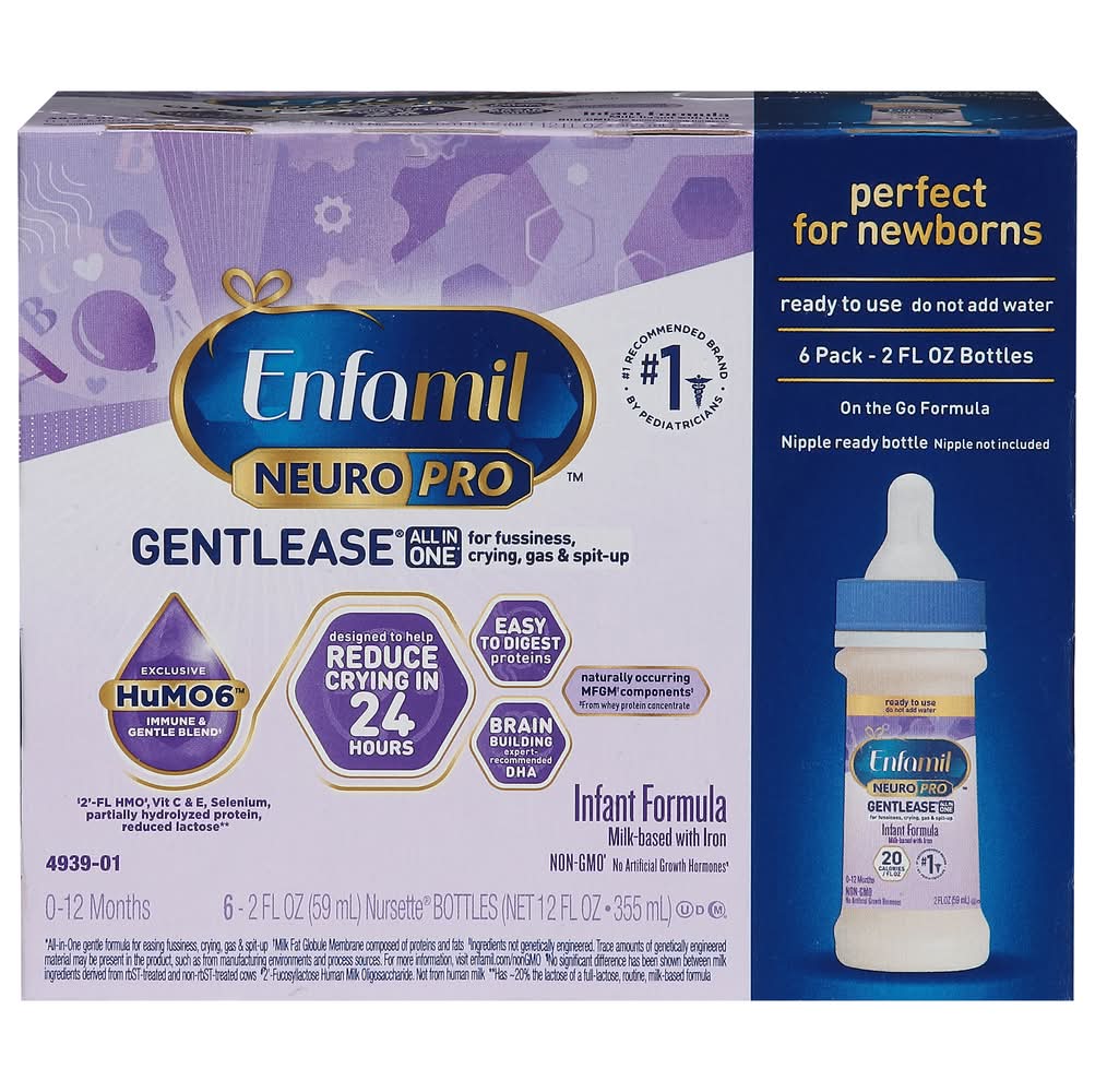 Enfamil Neuro Pro Gentlease All in One Infant Milk Based Formula With Iron, 0-12 Months (6 x 2 fl oz)