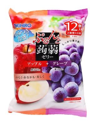 オリヒロ ぷるんと蒟蒻ゼリーパウチ - アップル-グレープ (12 入)