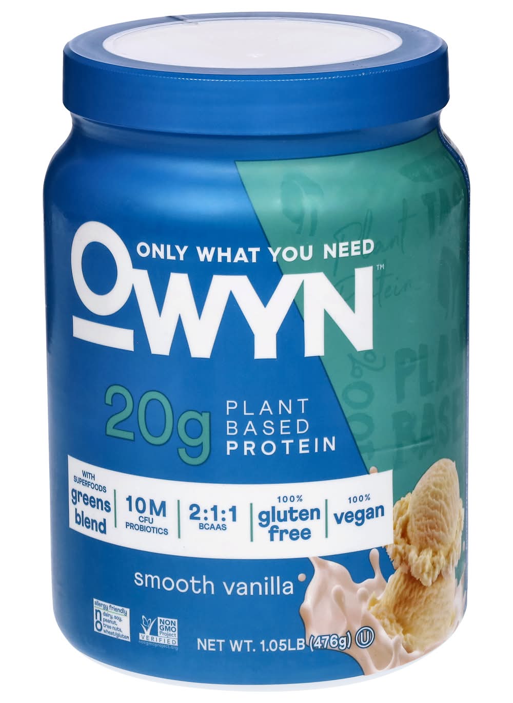 OWYN 100% Plant Protein Powder, Smooth Vanilla (1.05 lbs)