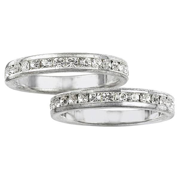 City by City Silver Tone Genuine Crystal Eternity Band Set Rings Size 7