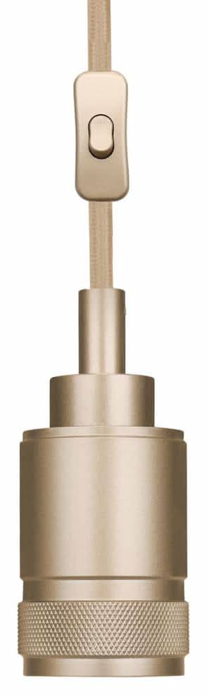 Feit Electric 60-Watt 1-Light Socket Matte Gold Industrial Style Pendant Light Plug In And Hardwire Fixture