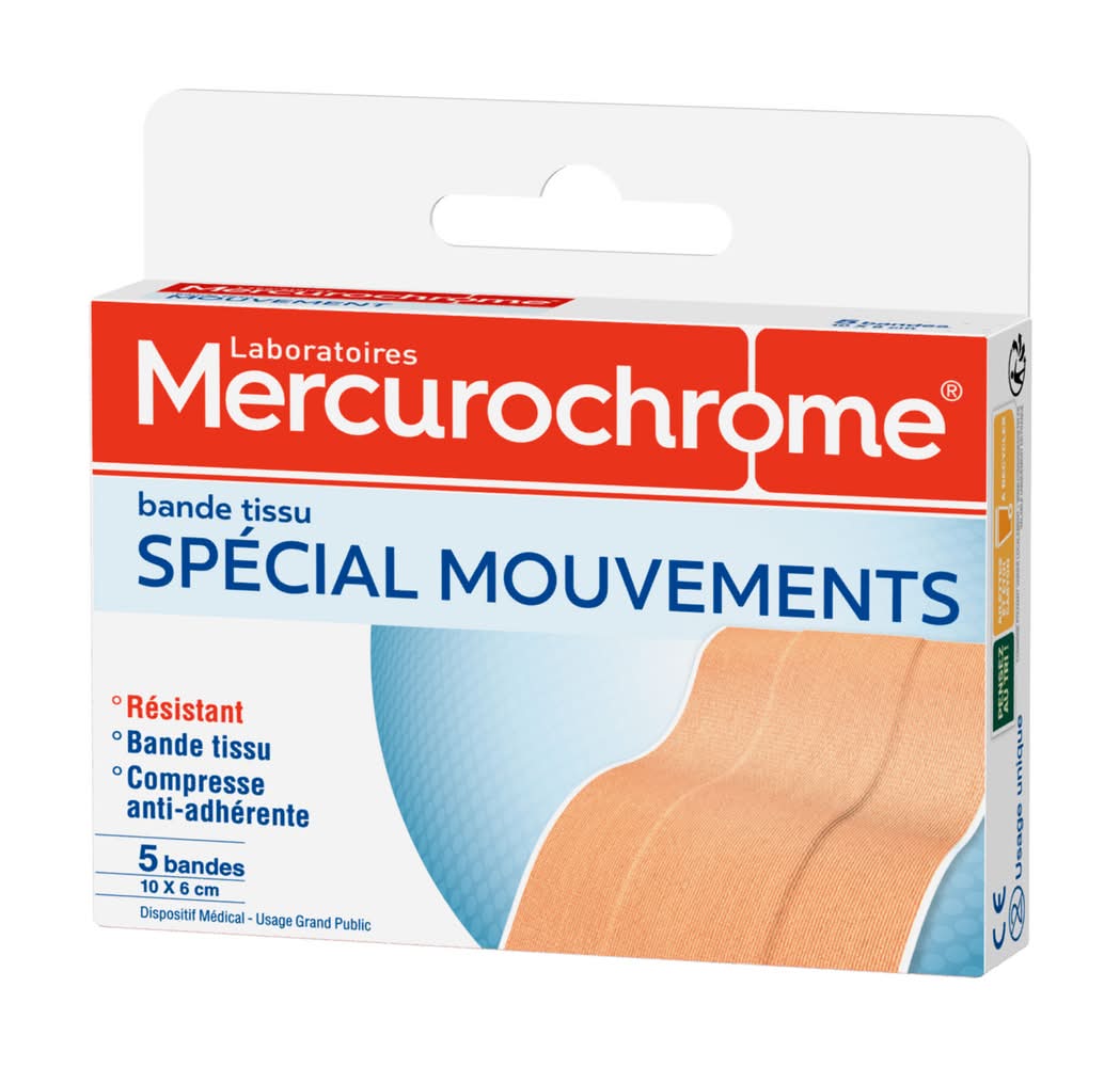 Mercurochrome - Pansements bande tissu, 10 x 6 cm (5)