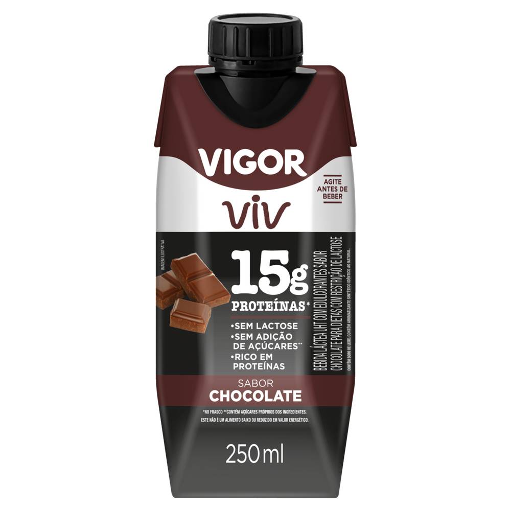 Vigor bebida láctea uht viv protein 15g sabor chocolate (250ml)