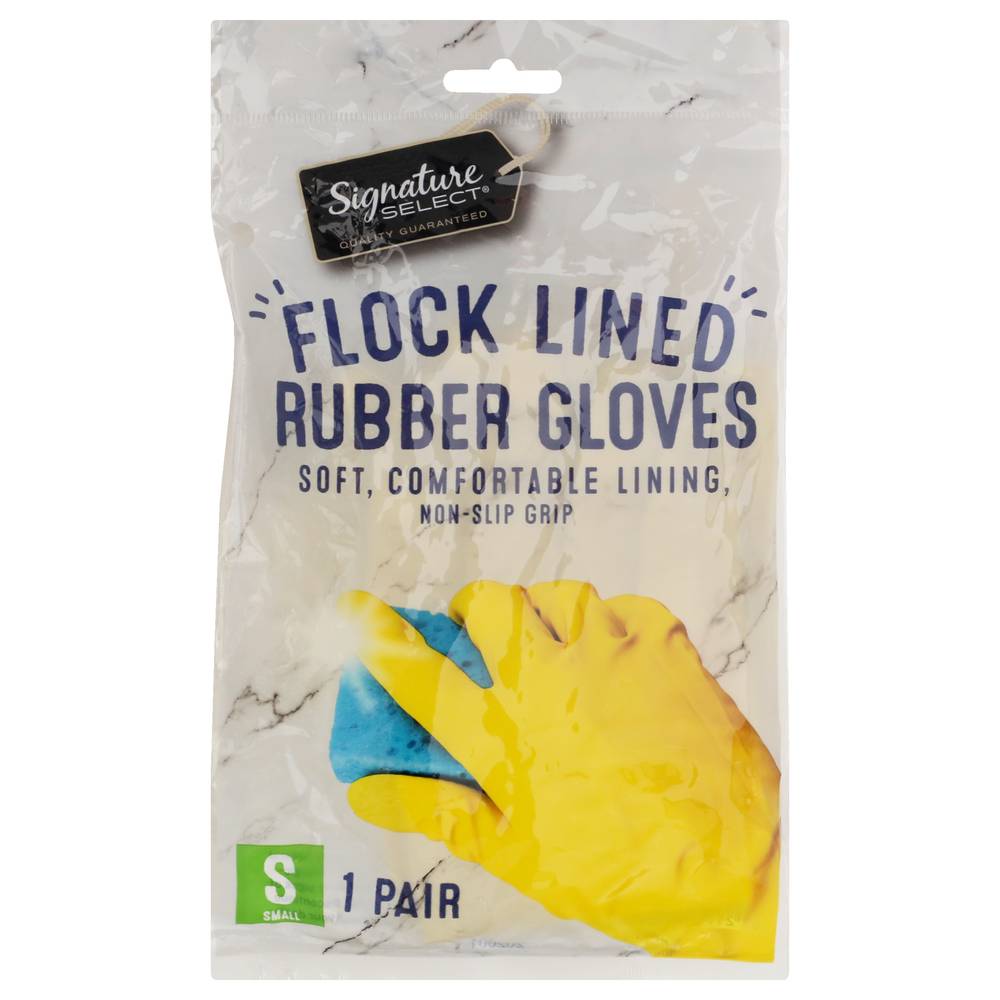 Signature Select Small Flock Lined Rubber Gloves (1.6 oz)