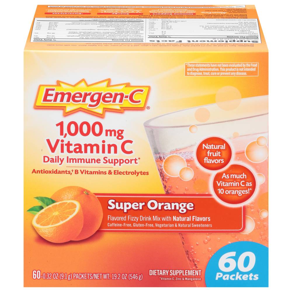 Emergen-C 1000 Mg Vitamin C Daily Immune Support Super Orange Drink (1.2 lbs)