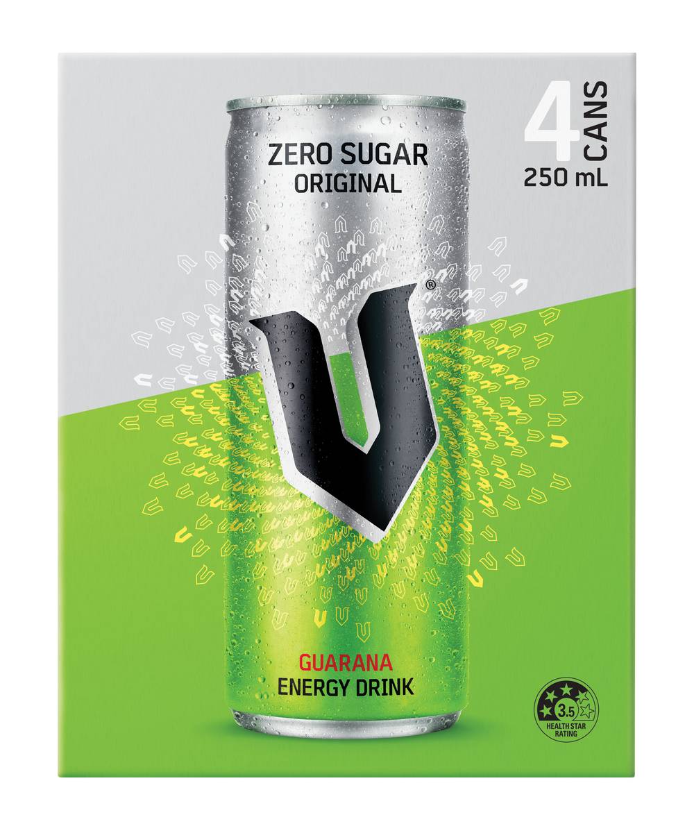 V Guarana Sugar Free Energy Drink (4 x 250mL)
