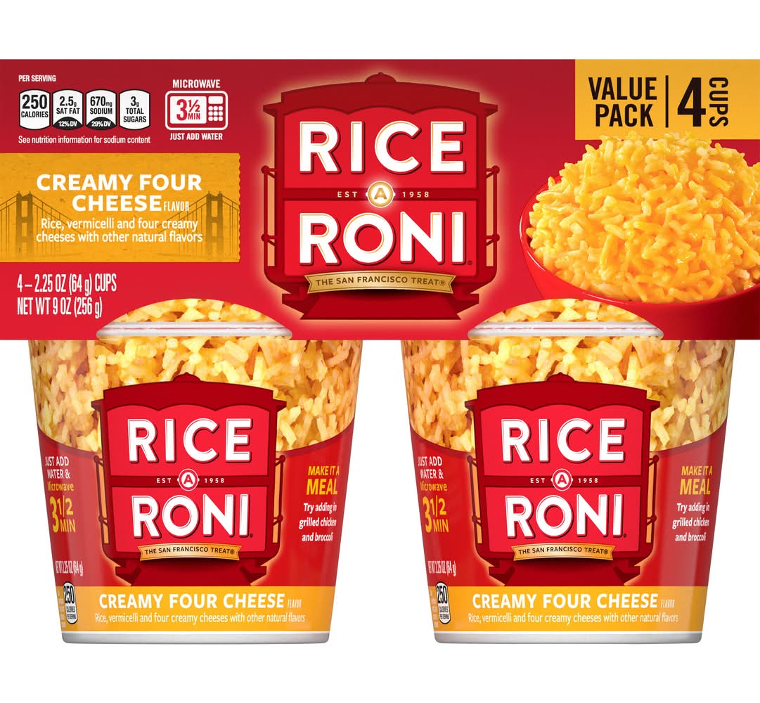 Rice-A-Roni Rice Cups Value pack, Creamy Four Cheese (4 x 2.25 oz)