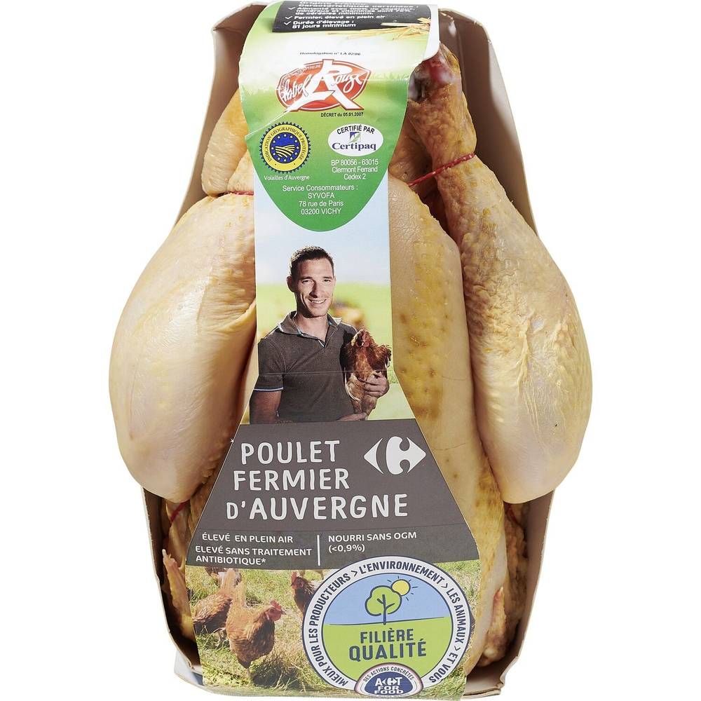 Carrefour - Poulet fermier jaune d'auvergne (1,4kg)