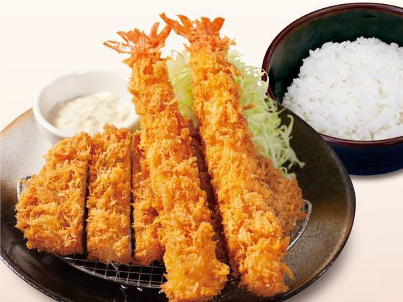 ロース�かつ＆海老フライ2尾定食 Pork Loin Cutlet & Fried Shrimp(2P) Set Meal