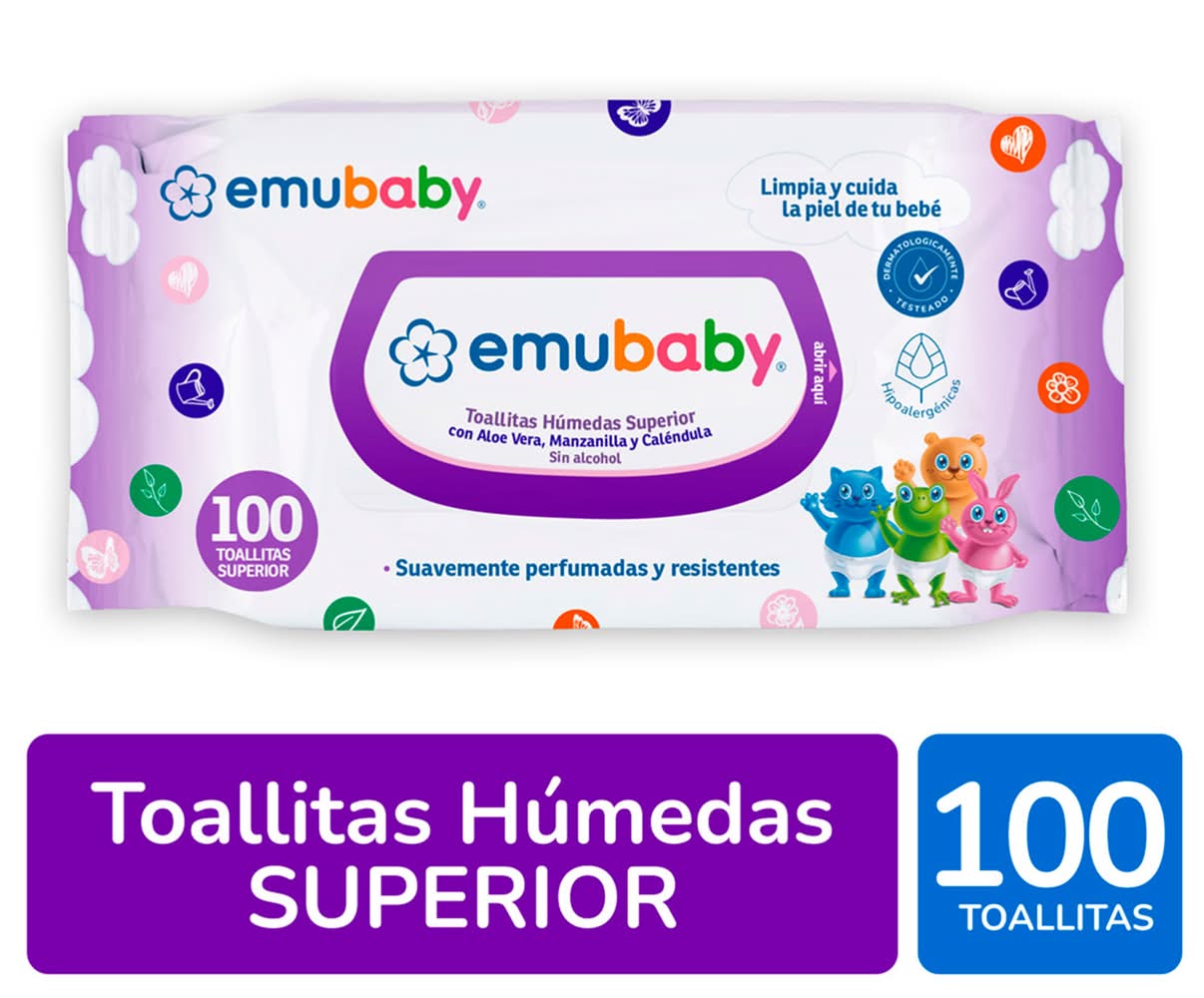 Emubaby · Toallitas húmedas premium sin alcohol (100 un)