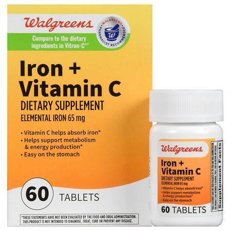 Walgreens Iron + Vitamin C 65mg Tablets