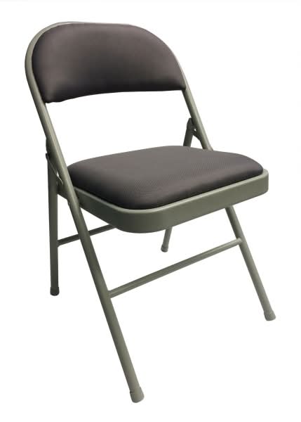 Realspace® Upholstered Padded Folding Chair, Gray