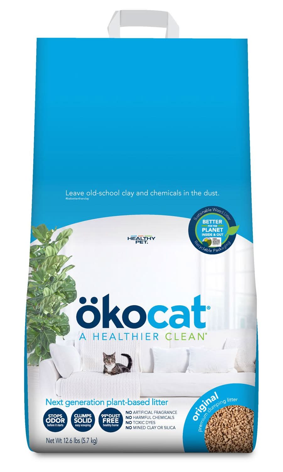 Okocat Original Premium Clumping Cat Litter, 12.6 lb