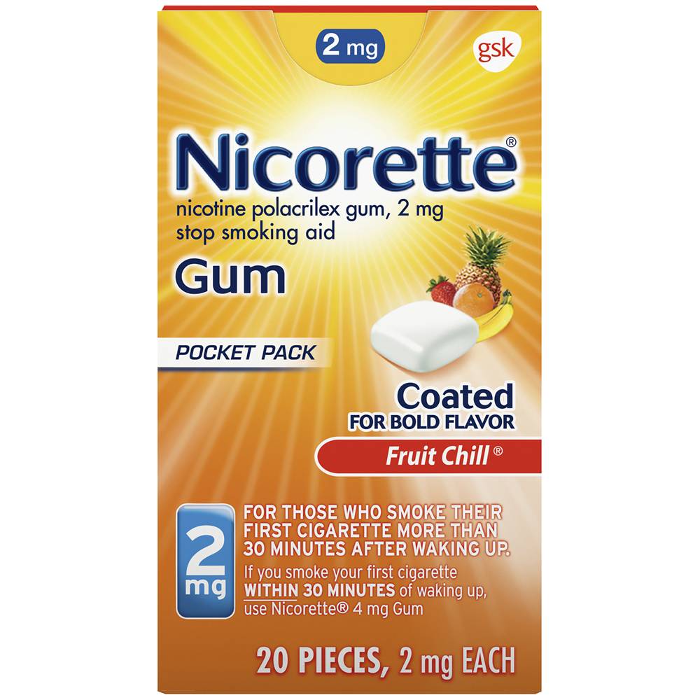 Nicorette Fruit Chill Gum Stop Smoking Aid (20 ct)