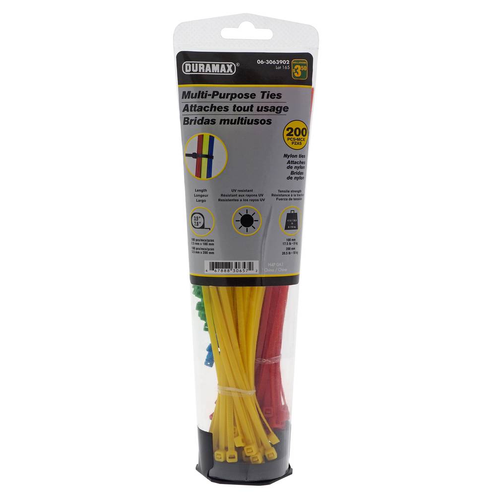Multi-Sized Cable Tie in Tube, 200 Pack