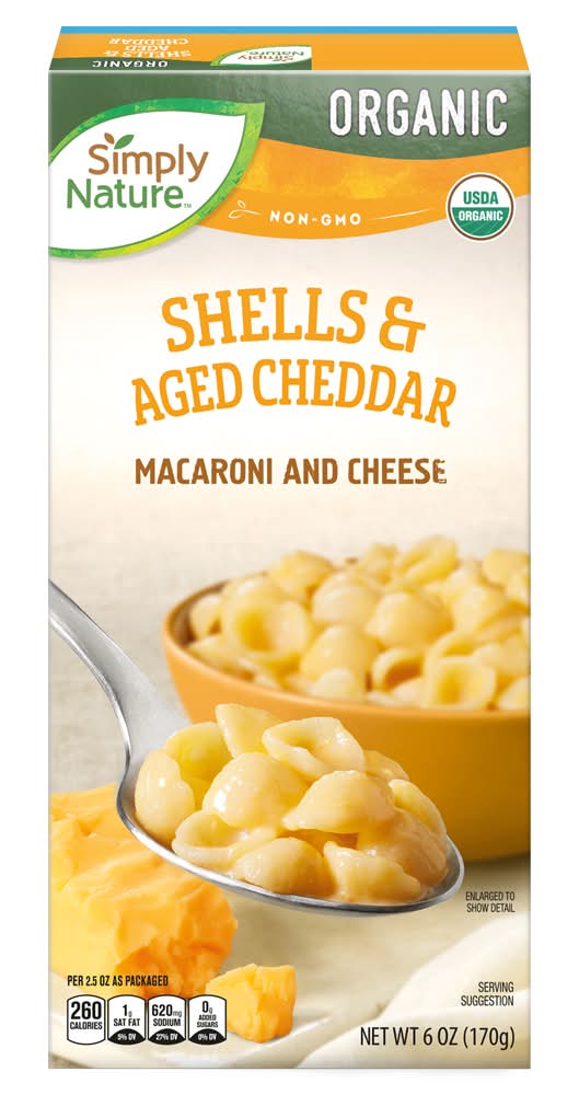 Simply Nature Organic Macaroni & Cheese, Shells & Aged Cheddar (6 oz)