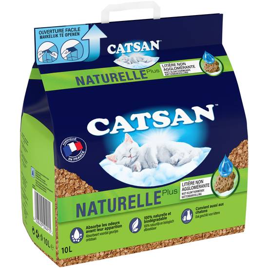Catsan - Litière pour chat et chaton végétale naturelle plus sac (10 l)