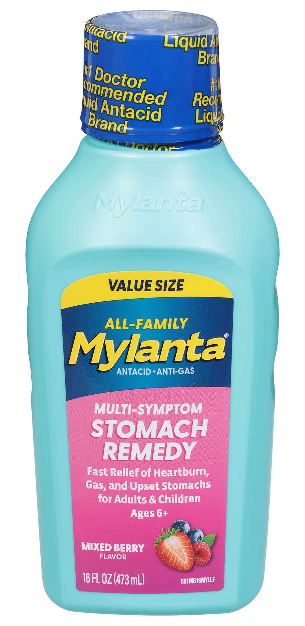 Mylanta Antacid + Anti-Gas Stomach Remedy Value Size, Mixed Berry (16 fl oz)