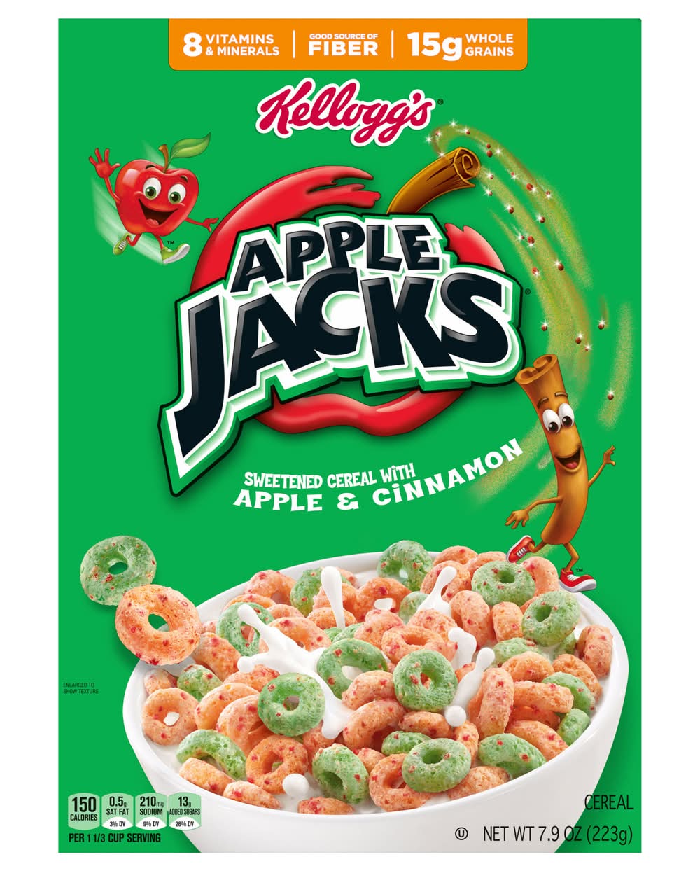 Kellogg's Apple Jacks Cold Breakfast Sweetened Cereal, Apple-Cinnamon (7.9 oz)