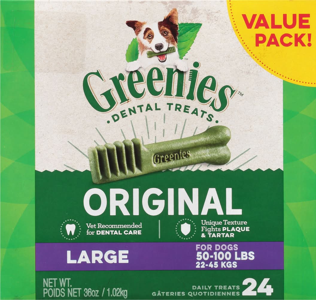 Greenies Dental Dog Daily Treats, Original, Large (36 oz, 24 ct)