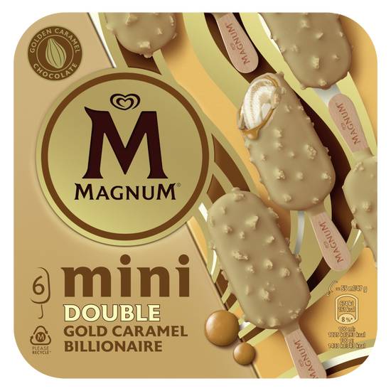 Magnum - Glace bâtonnet mini double gold caramel billionaire (6 pièces, 55 ml)
