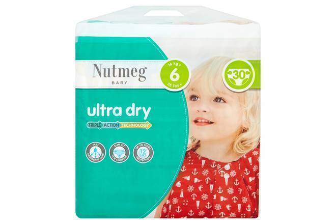 Nutmeg Ultra Size 6 Nappies 30pk