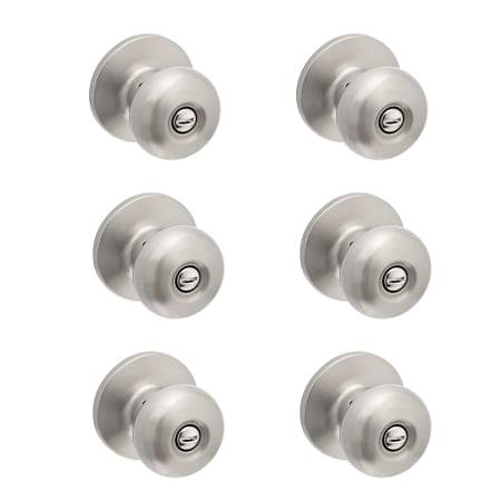 RELIABILT Baron Satin Nickel Interior Bed/Bath Privacy Door Knob Contractor Pack (6-Pack) | 93680-010