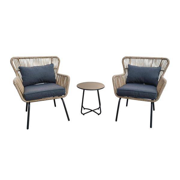 Greydon 3 Piece Steel Woven Bistro Set